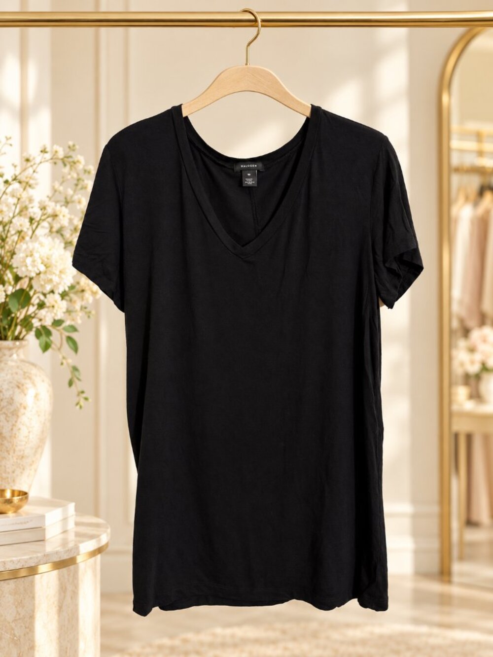 Halogen Modal Jersey V-Neck Tee Black Size M Nordstrom